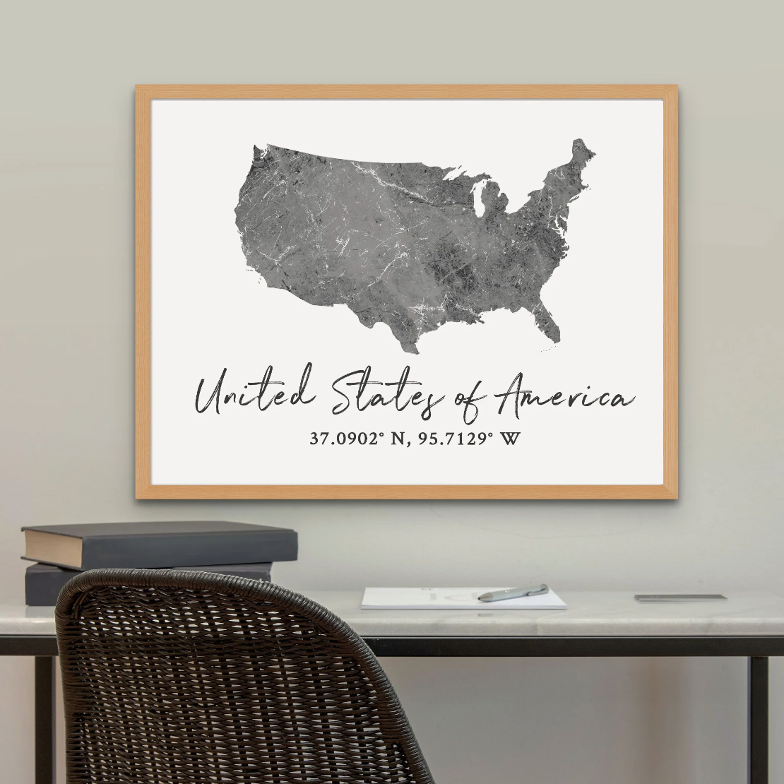 United States of America Country Map Silhouette print