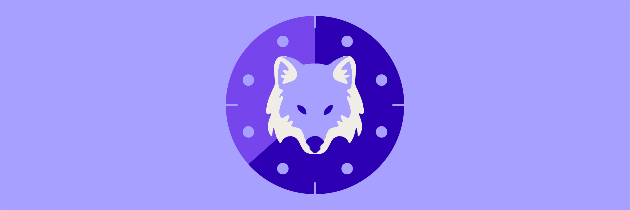 The head of a wolf in the center of a clock represents the wolf chronotype.