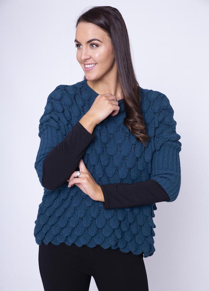 Wave Chunky Jumper in Teal