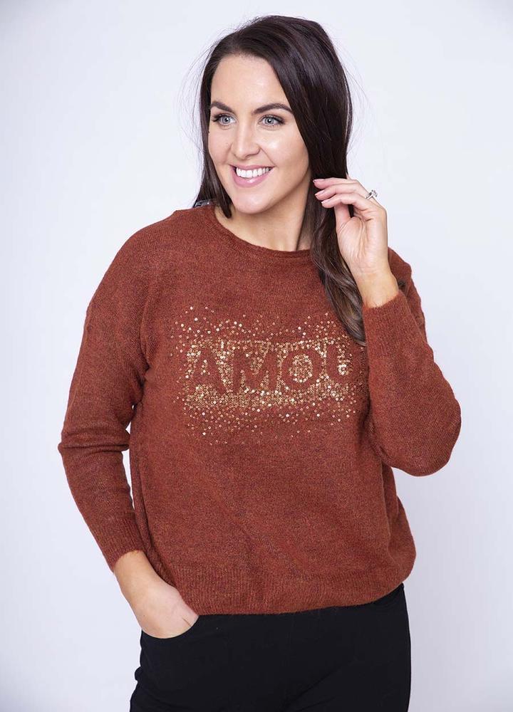 " Amour " Wool Mix Jumper in Rust