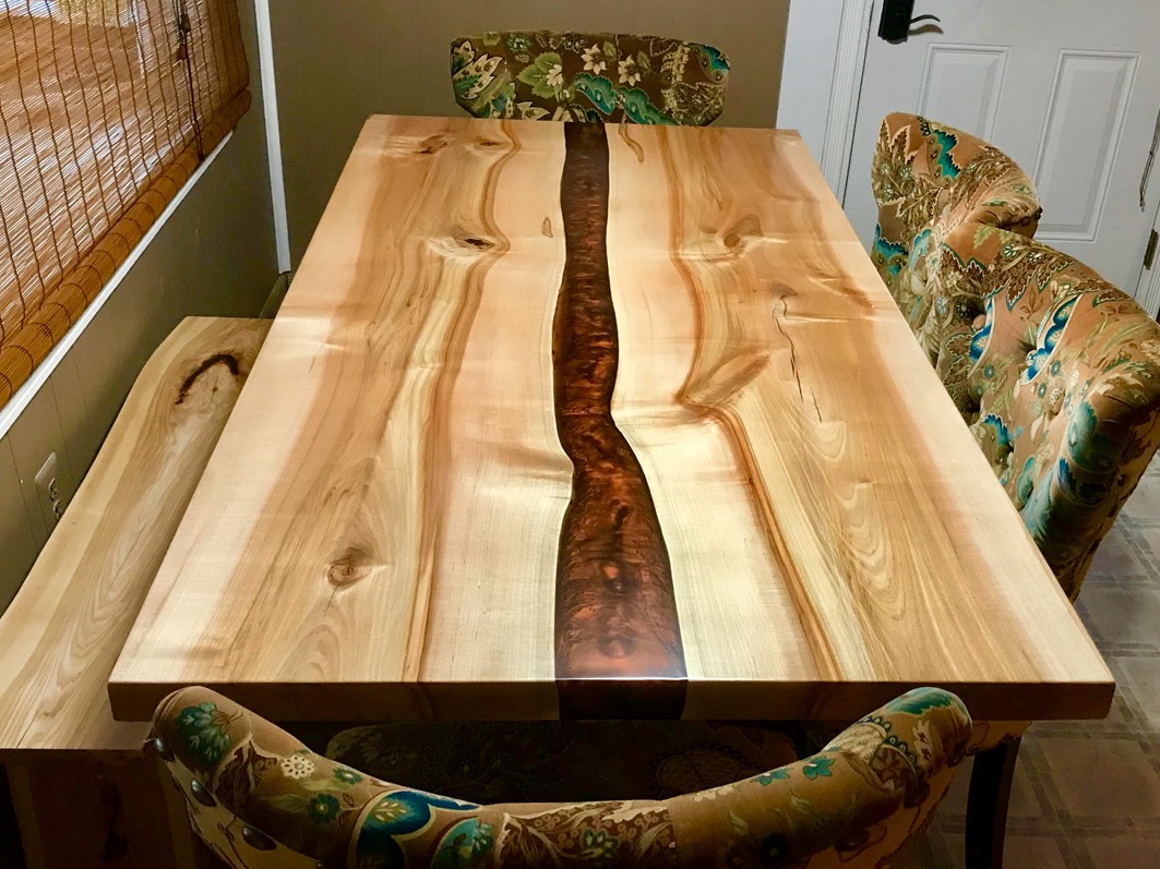 Live Edge River Dining Table with Copper Epoxy