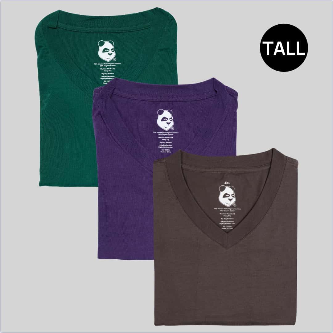 Tall Men's V-Neck 2-Pack Bamboo Viscose T-Shirt Bundle