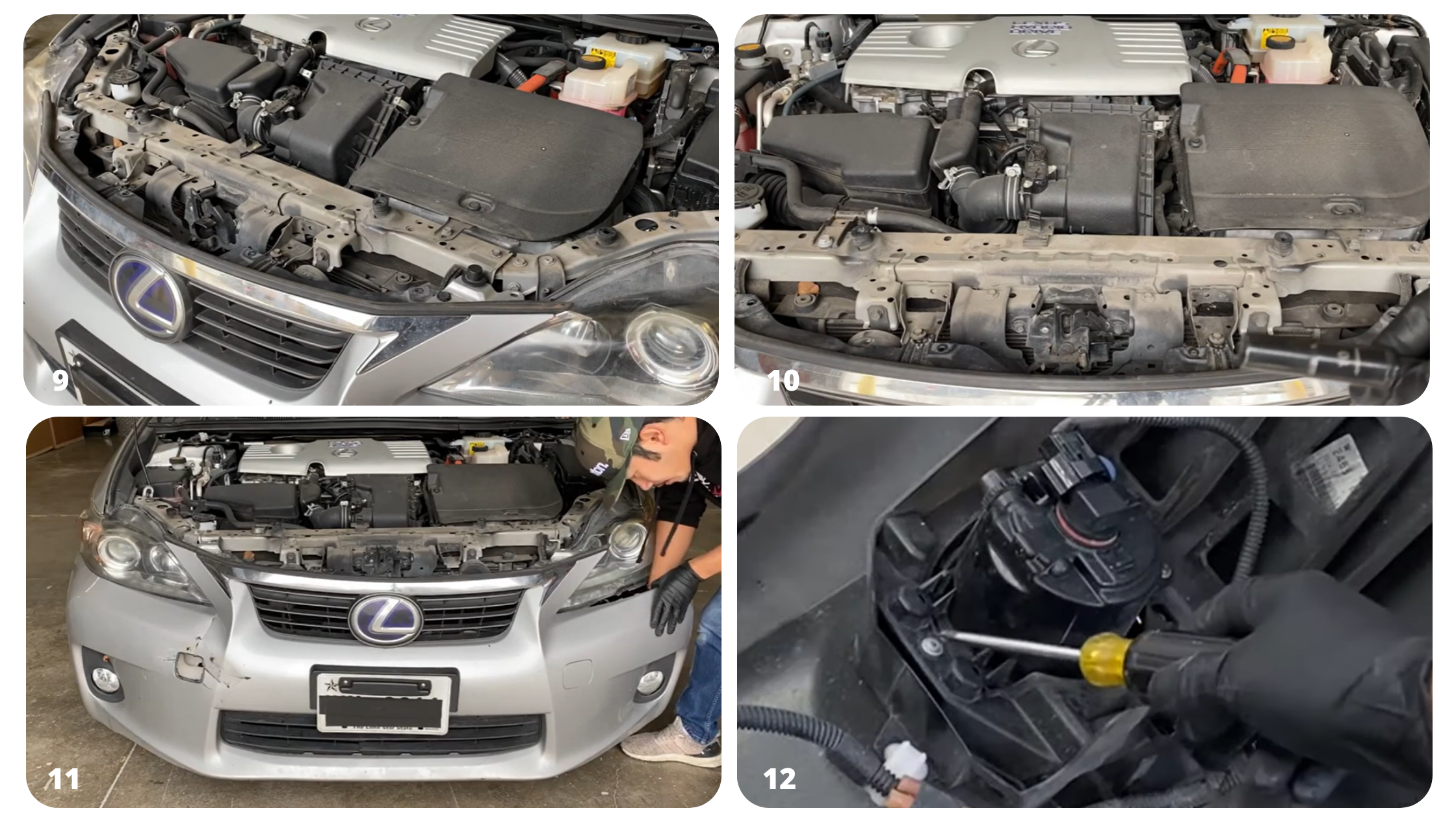 Vehicle conversion of Lexus CT200H Base Model to F-Sport steps 9-12