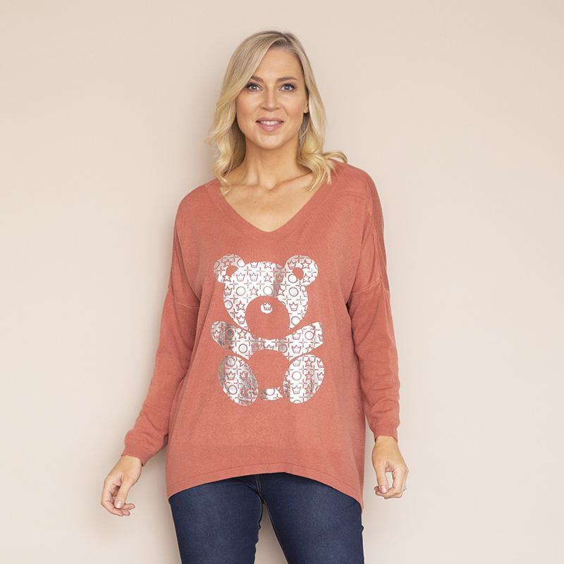 Teddy V Neck (Terracota)