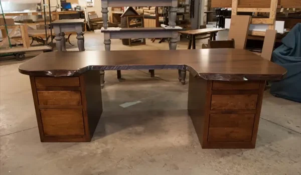 live edge desk with drawers