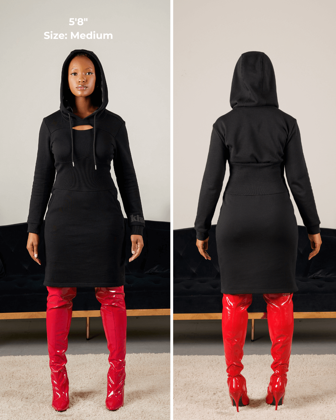 satin-lined hoodie dress