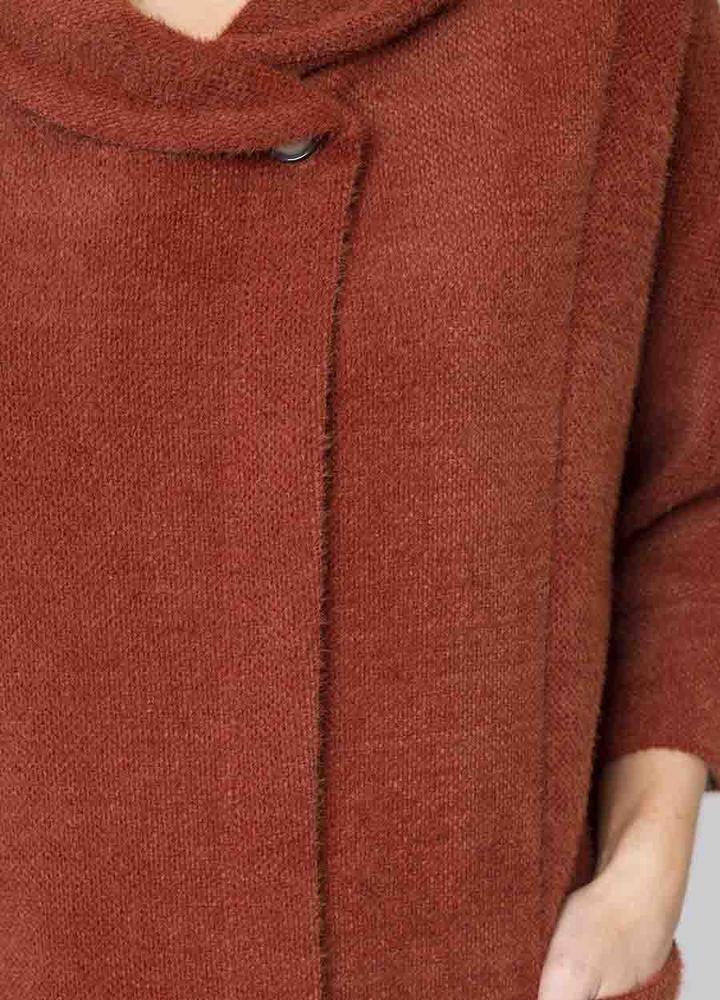 Round Neck 3/4 Sleeve Coat/Cardi in Rust