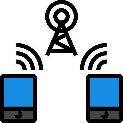 Clipart of two radios with signal and a tower