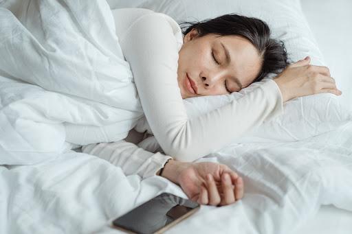 woman getting restful deep sleep