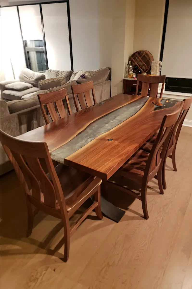 small live edge walnut dining table