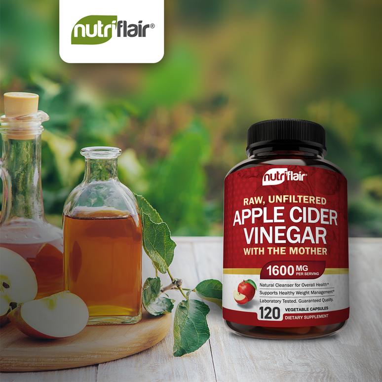 Apple Cider Vinegar Supplement - 120 Capsules From NutriFlair