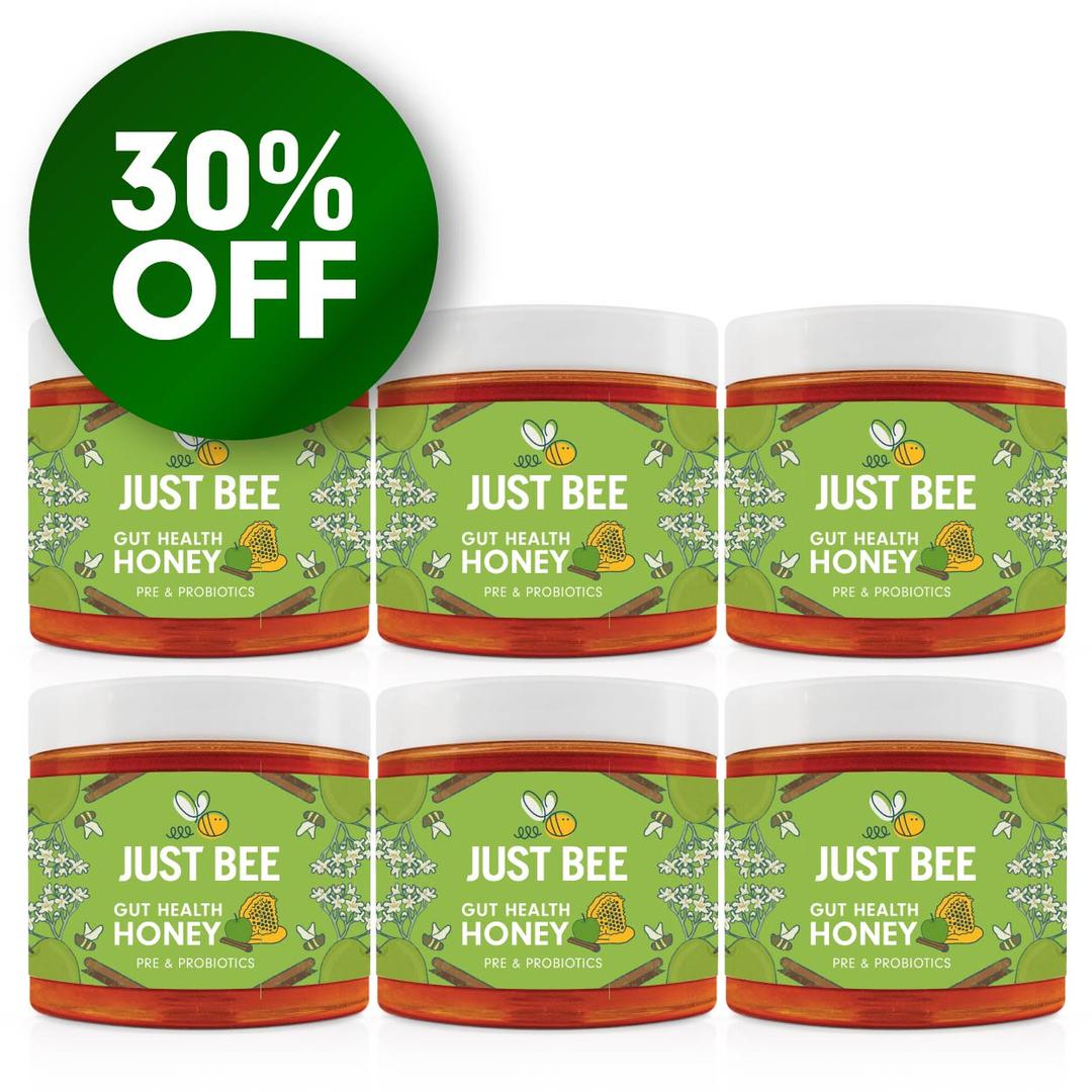Gut Health Honey - Apple & Cinnamon with Pre and Probiotics (6x260g)