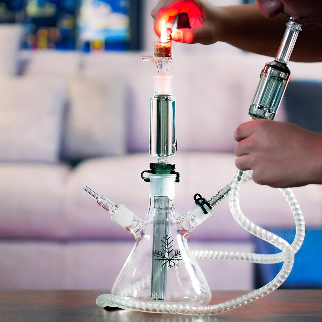 person smoking hookah bong
