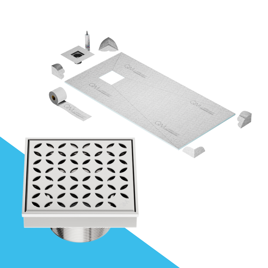 Pre-Fab shower pan kit with square drain