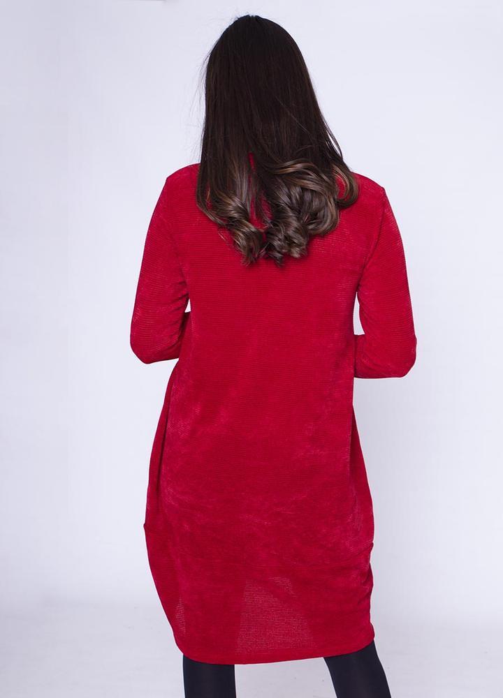 Velour Pocket Dress in Red