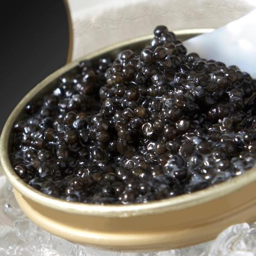 dish of black caviar.