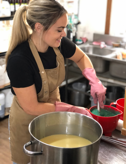 Laura making rejuvamint @ the moon haven cottage