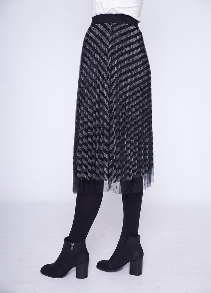 Overlay Net Skirt in Silver