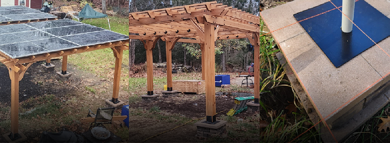 pergola foot anchor for solar powered pergola