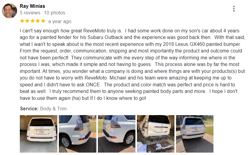 Revemoto Painted Parts Reviews