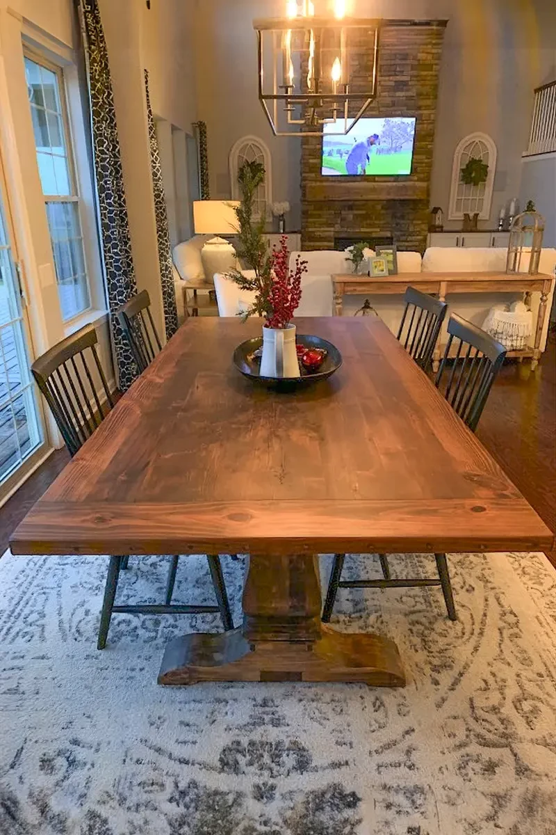 Pine Rectangular Dining Table with Trestle Base