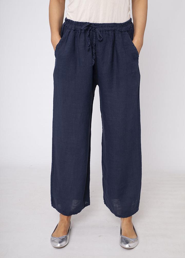 Stretch Waist Linen Trouser
