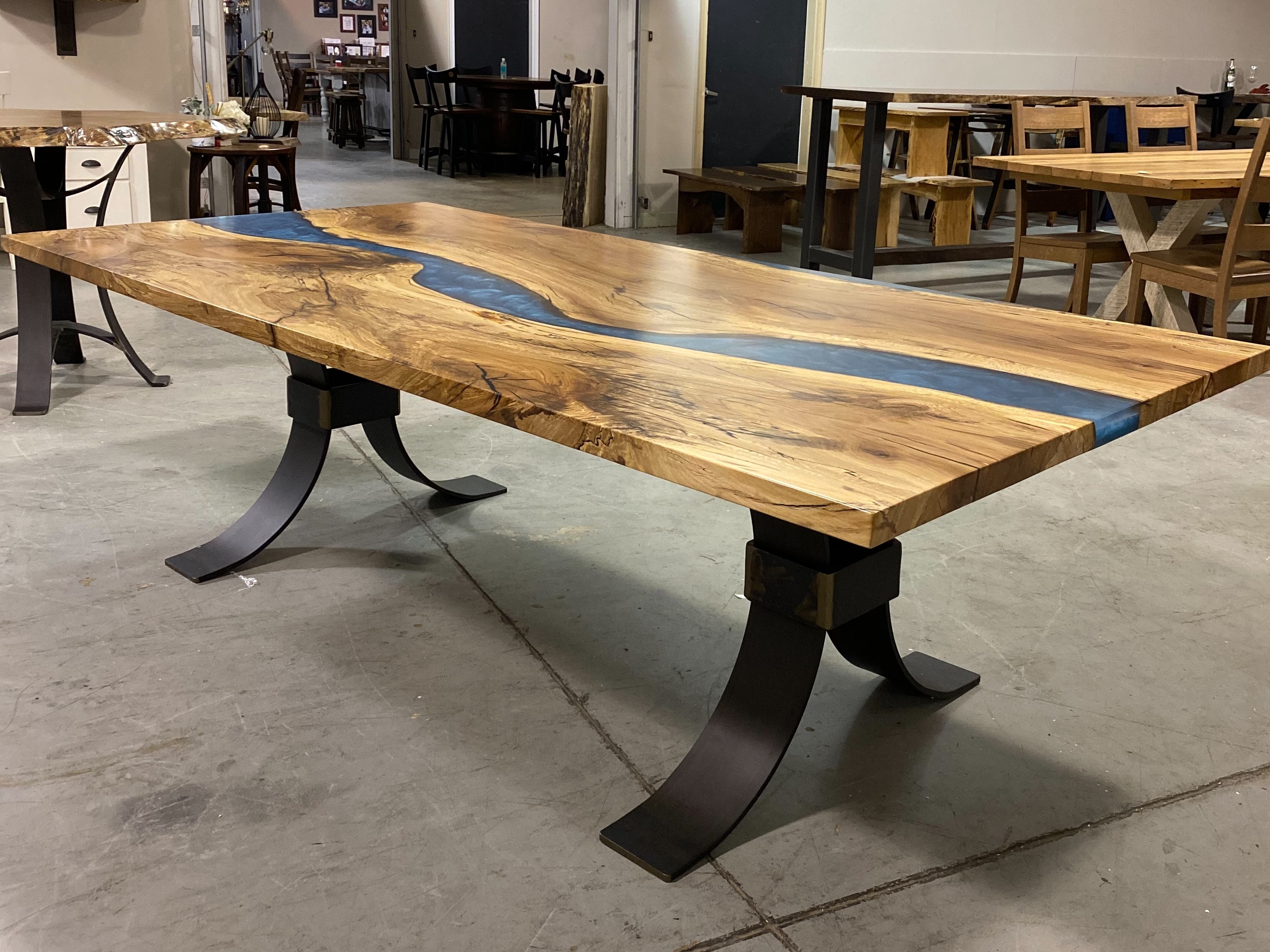 maple epoxy river dining table