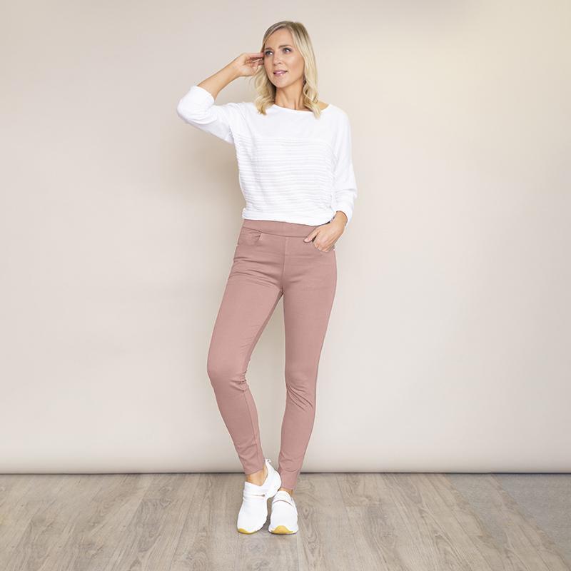 Ann Stretch Waist Trousers (Dusty Rose Pink)