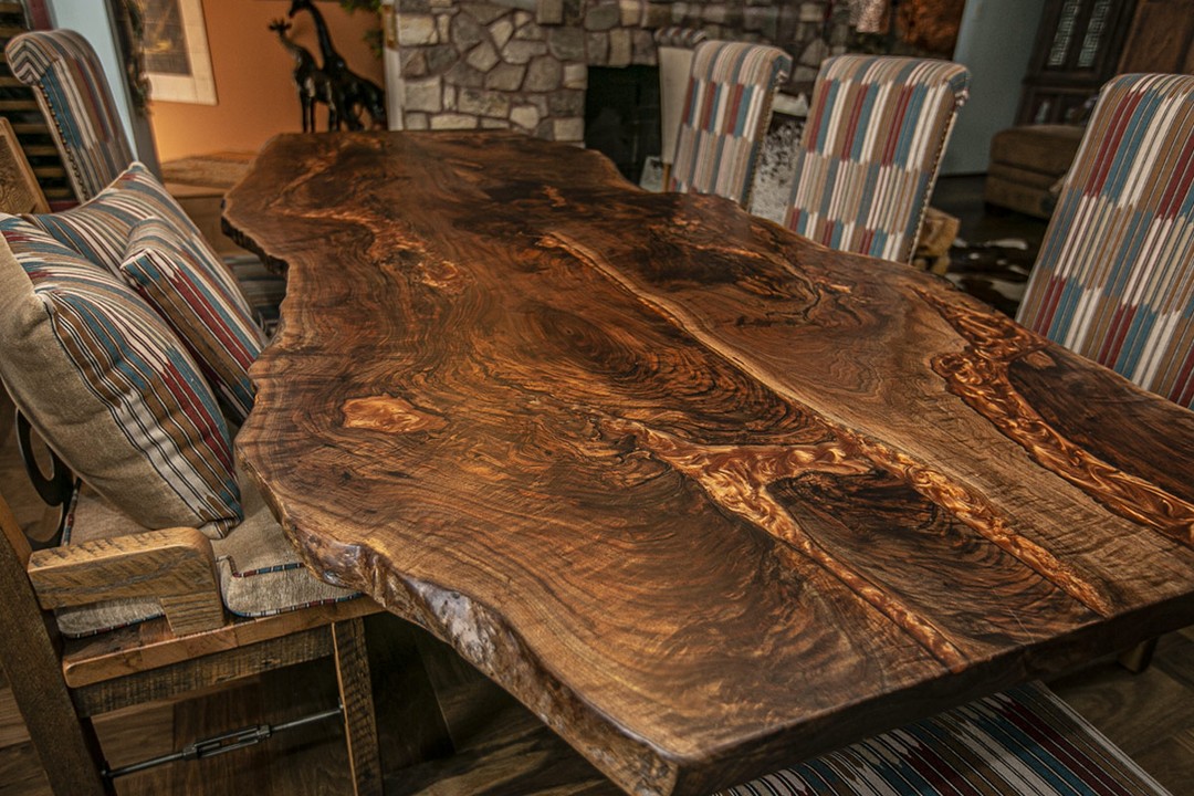 live edge walnut dining table