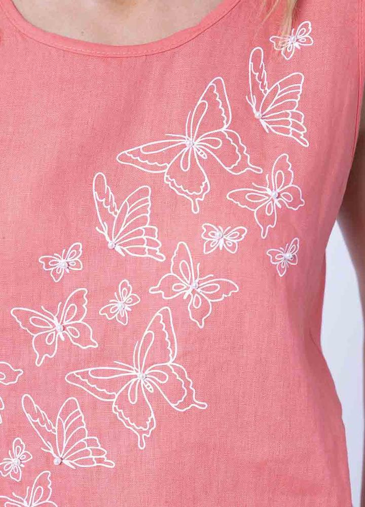 Butterfly Sleeveless Linen Top