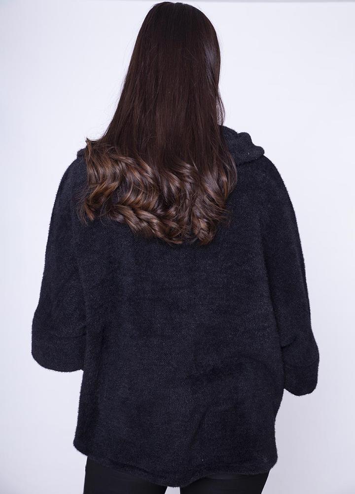 Side Zip Cardi Coat in Black