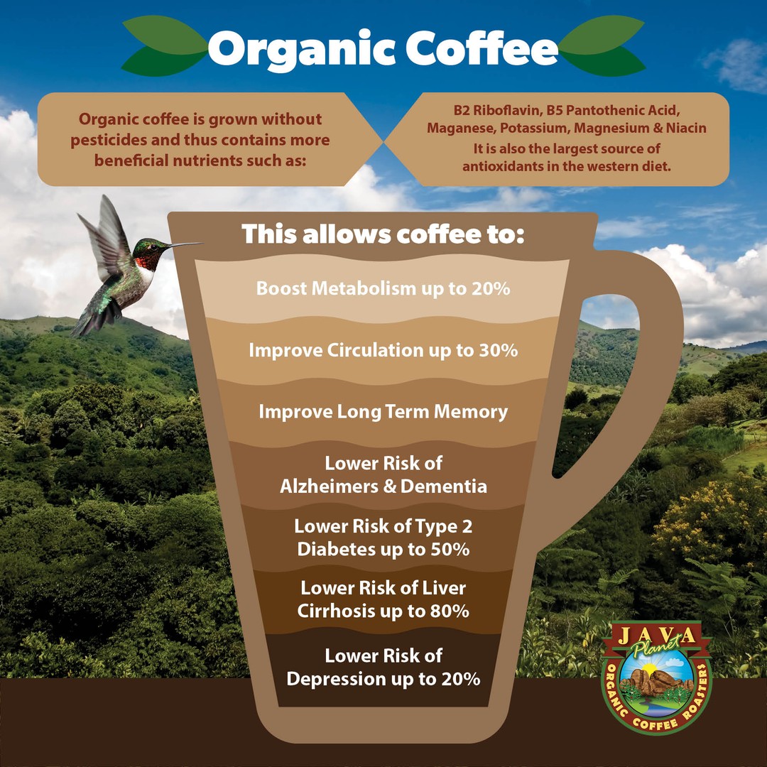 health benefits of organic coffee infographic