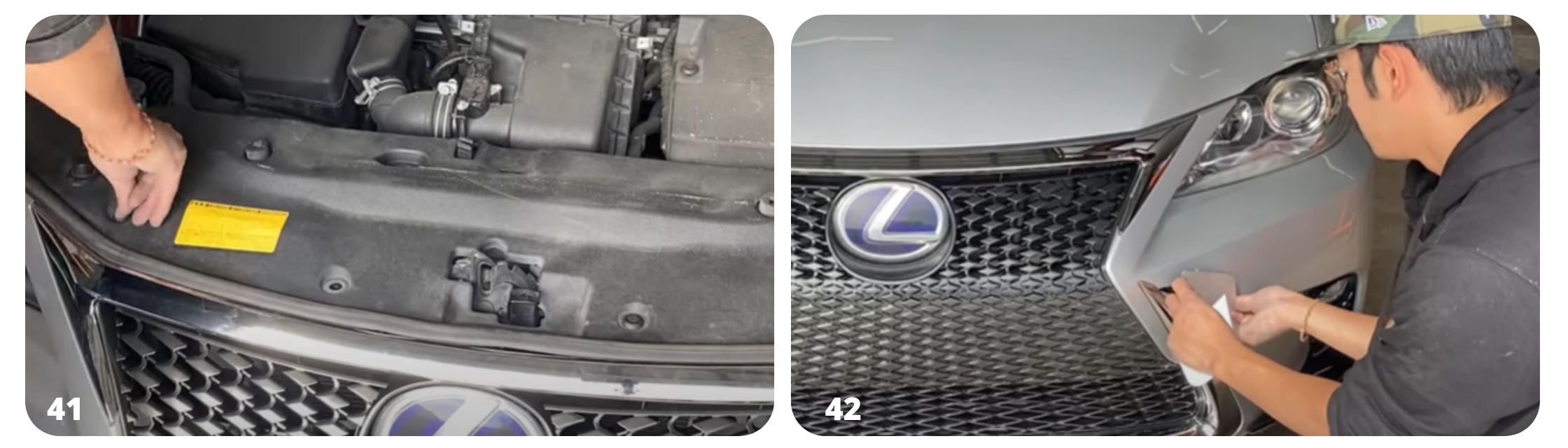 Vehicle conversion of Lexus CT200H Base Model to F-Sport steps 41-42