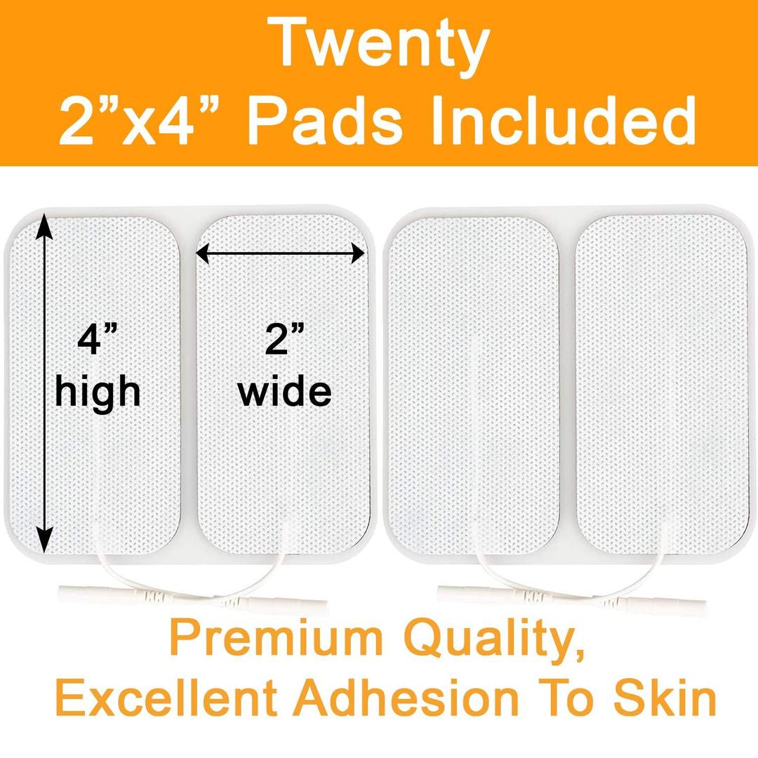 StimChoice Premium Quality 2" x 4" TENS Unit Pads - 20 Count