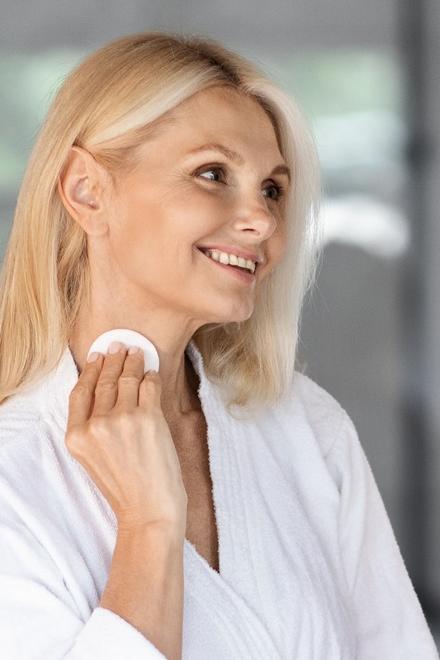 Cleanse your face and pat dry