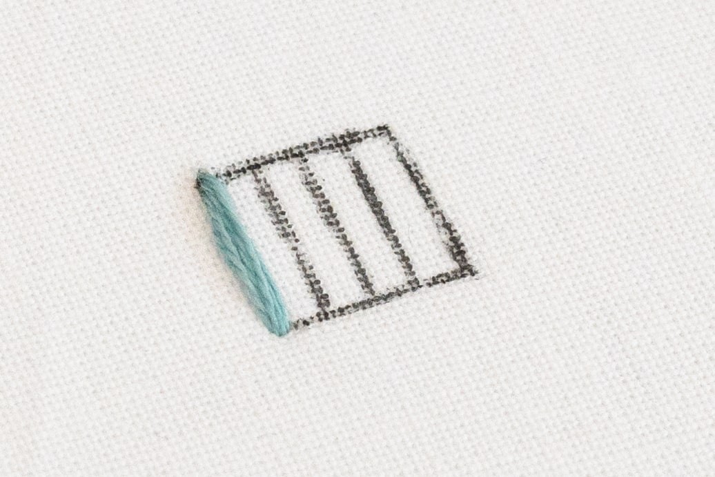 A line of satin stitch has been created.