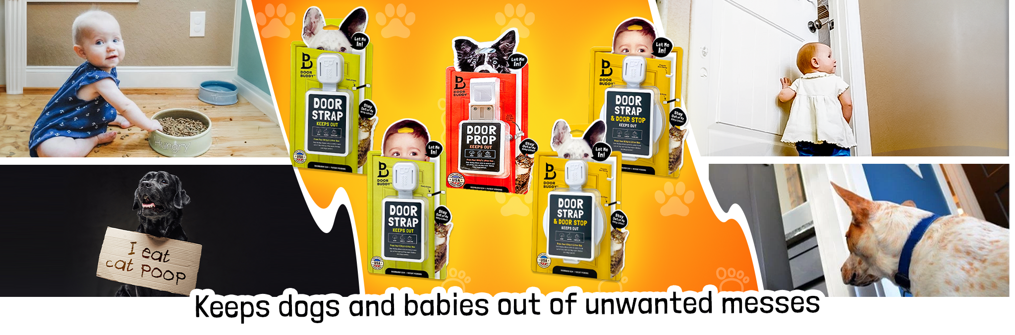 Door Buddy Adjustable Door Strap and Door PropKeeps Dogs and Babies out of Cat Food and Litter Box