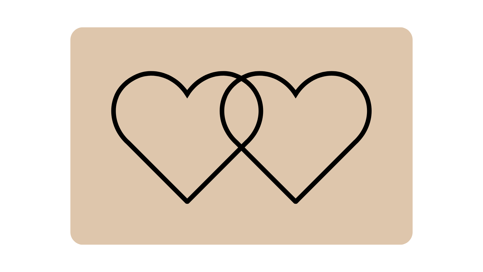 Line drawing of two intersecting hearts