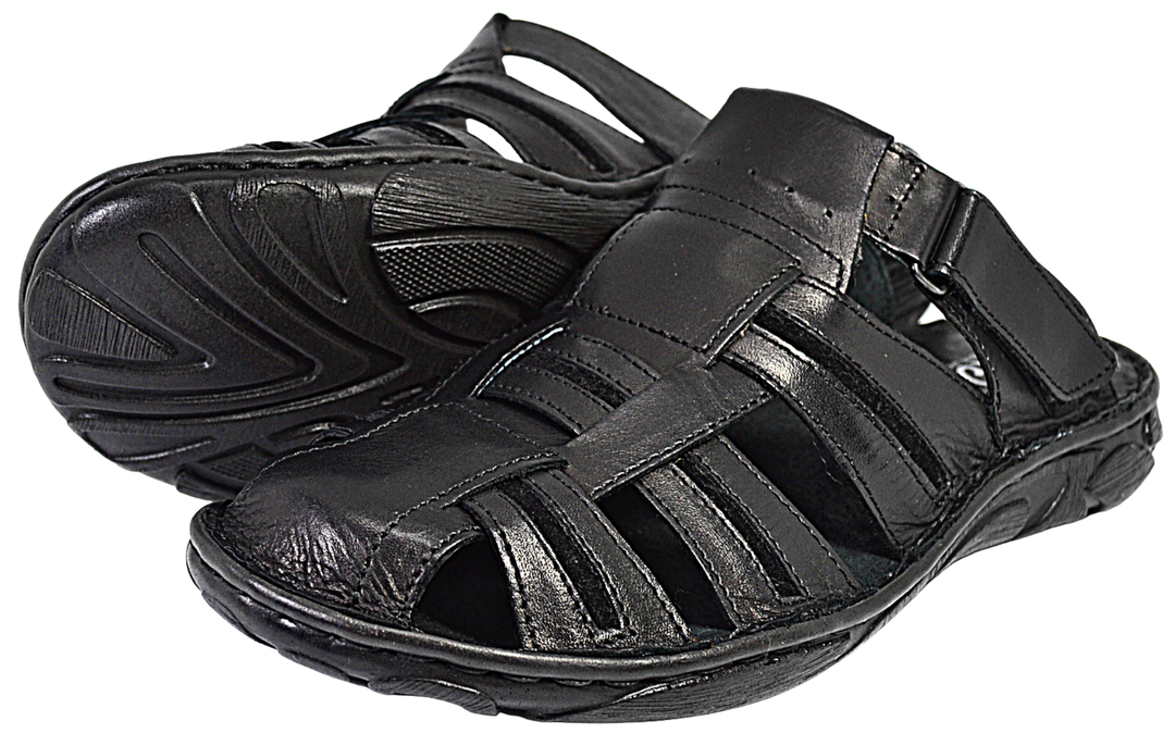 Fado - Mens black leather clog slippers - Reindeer Leather