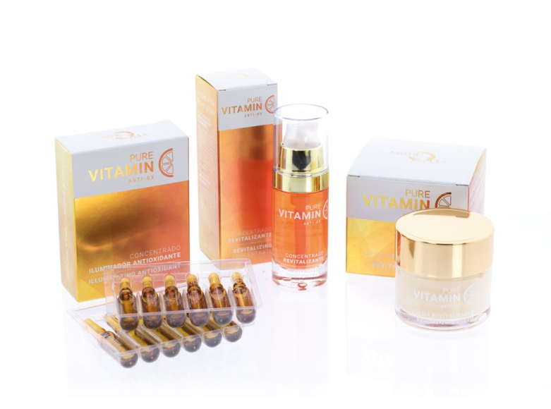 Left to right: Vitamin C Concentrate, Vitamin C Serum, Vitamin C Face Cream.
