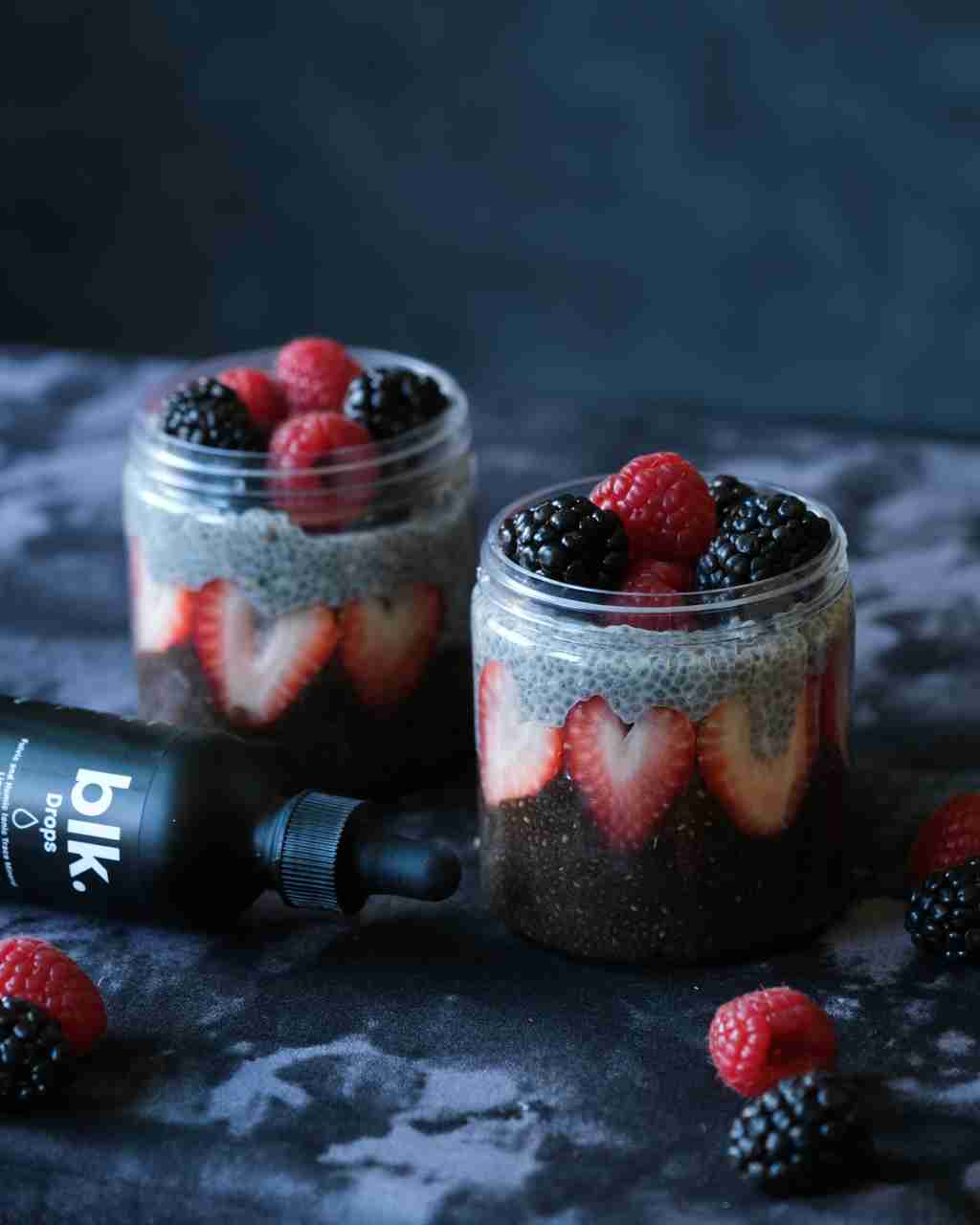 Chia Pudding Recipe made with blk. Drops