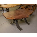 live edge walnut dining table with copper epoxy