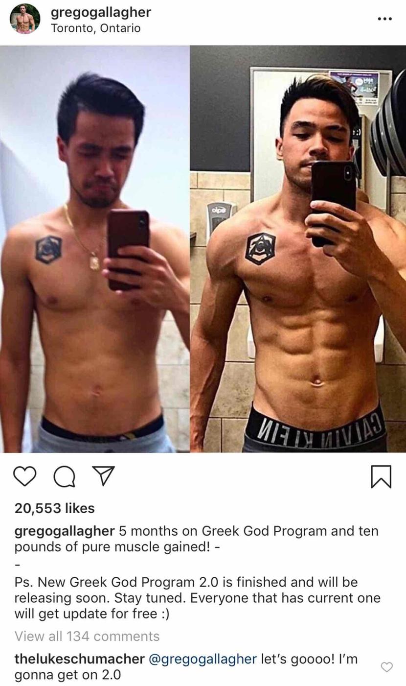 Transformation: Nick A | Greek God Program, Fitness, Chin Up