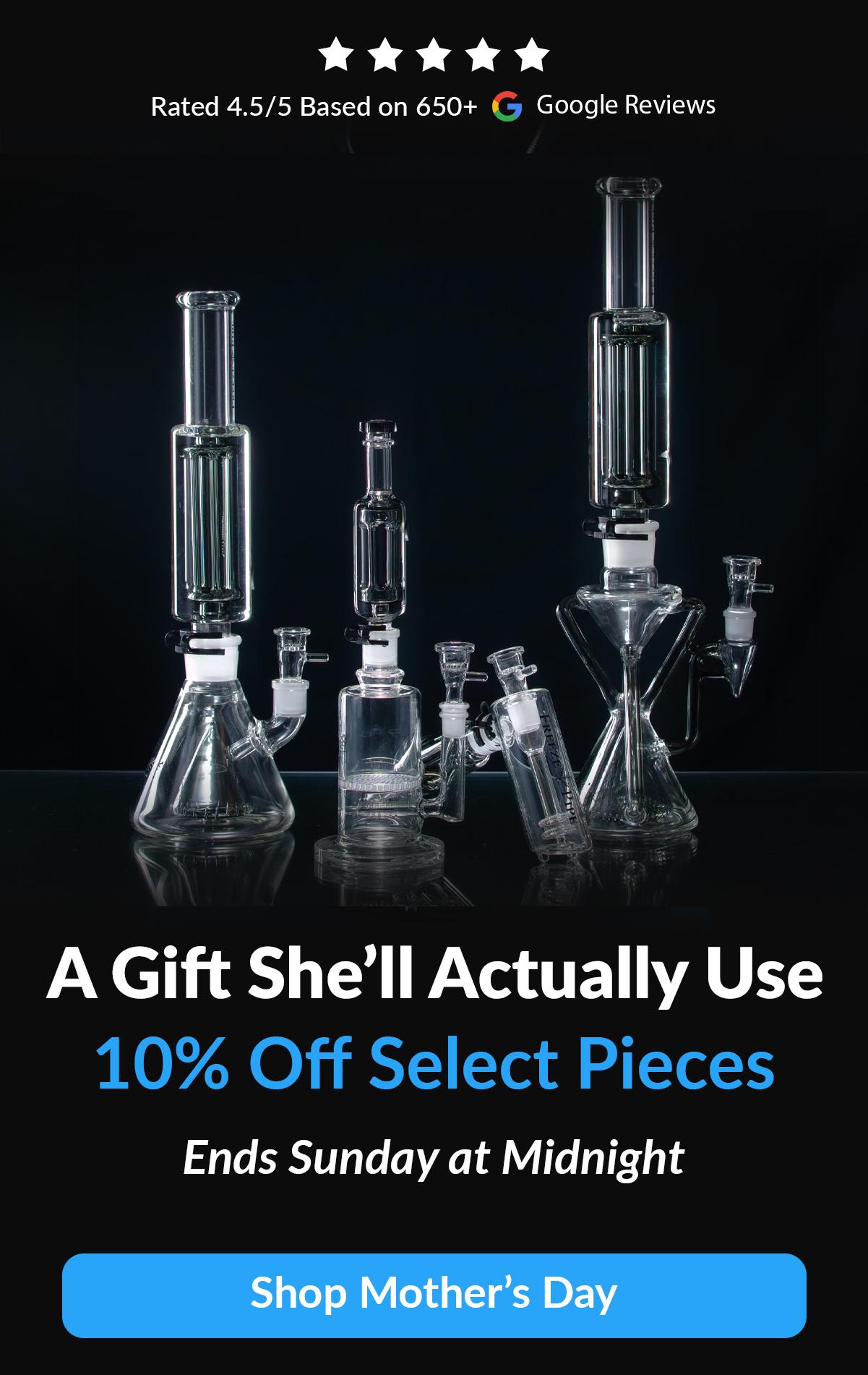 best selling bongs and pipes on table