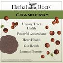 Cranberries and powder. Text says Cranberry- Urinary Tract Health, Powerful Antioxidant, Heart Health, Gut Health, Immune Booster