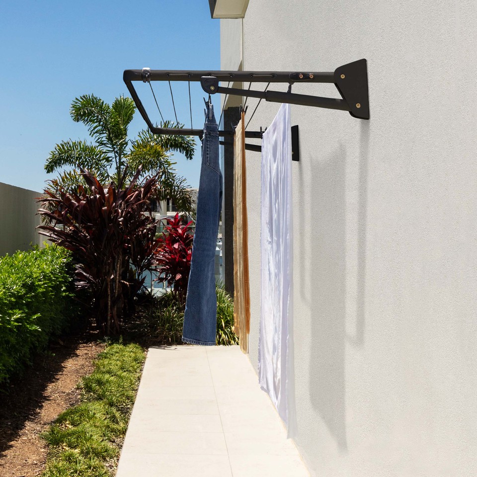 hills compact clothesline installed on brick wall inner west sydney