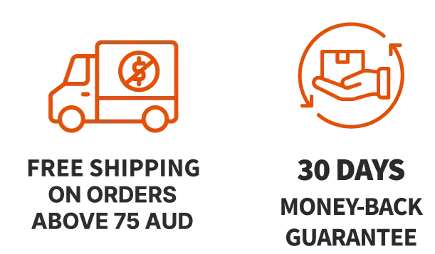Not Tested on Animals, Vegan, 30-Day Money Back Guarantee badges