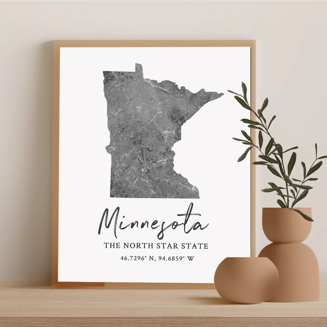 Minnesota State Map Silhouette print