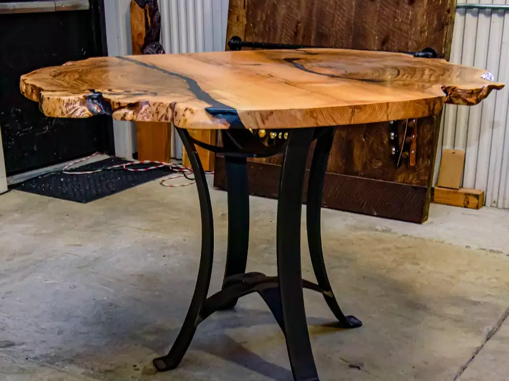 round burl dining table