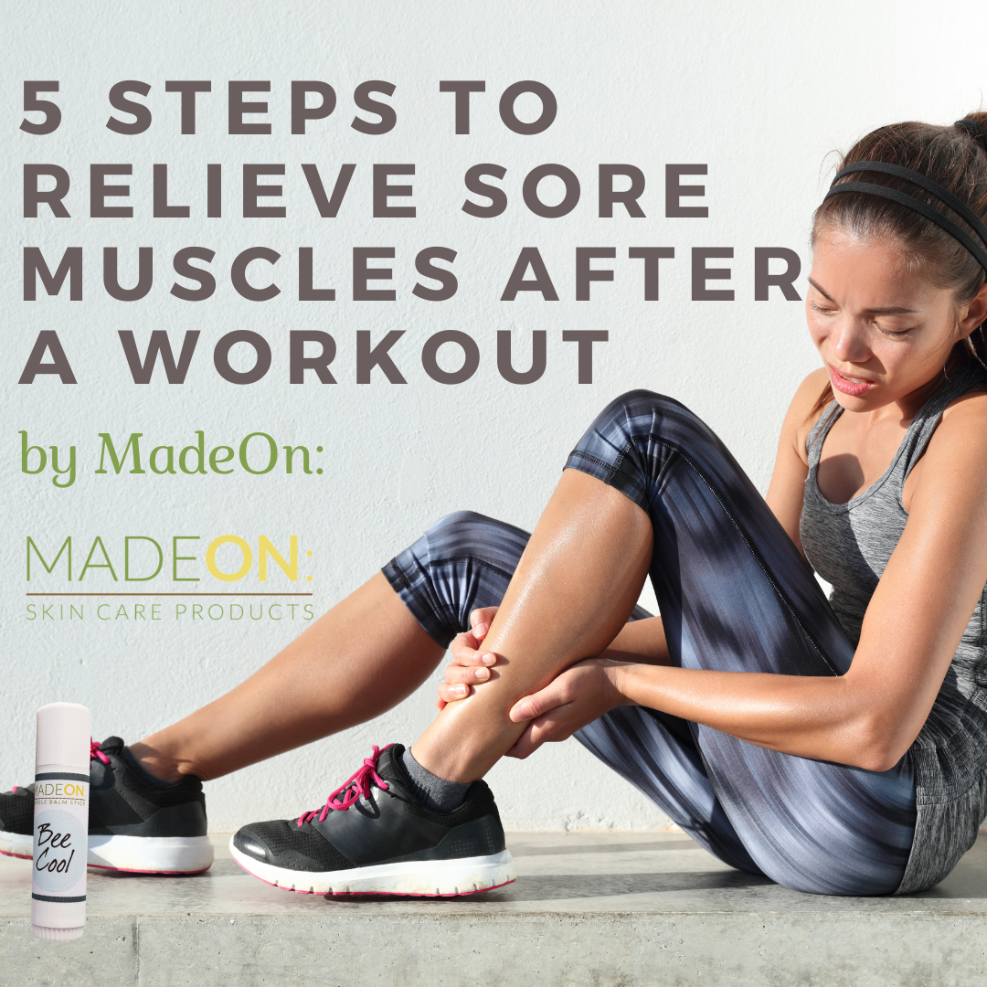 girl with muscle soreness and beecool muscle rub after workout